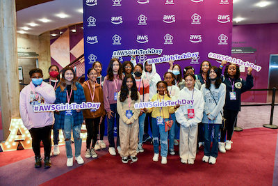 A group of student participants in Girls’ Tech Day Virginia at Hylton Center.