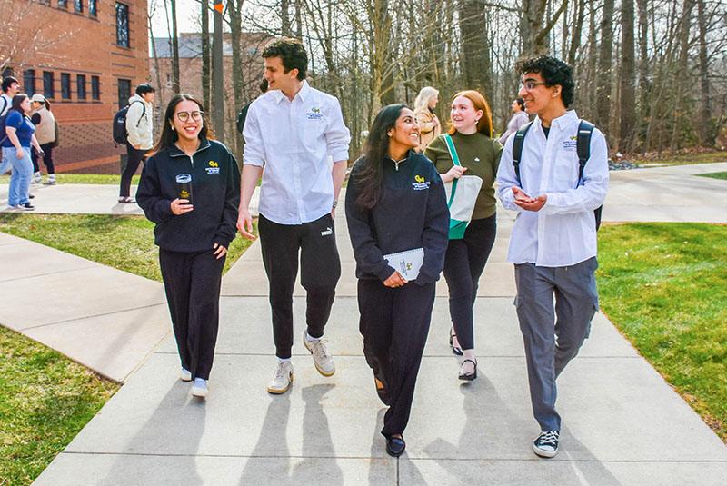Students walking together on campus
