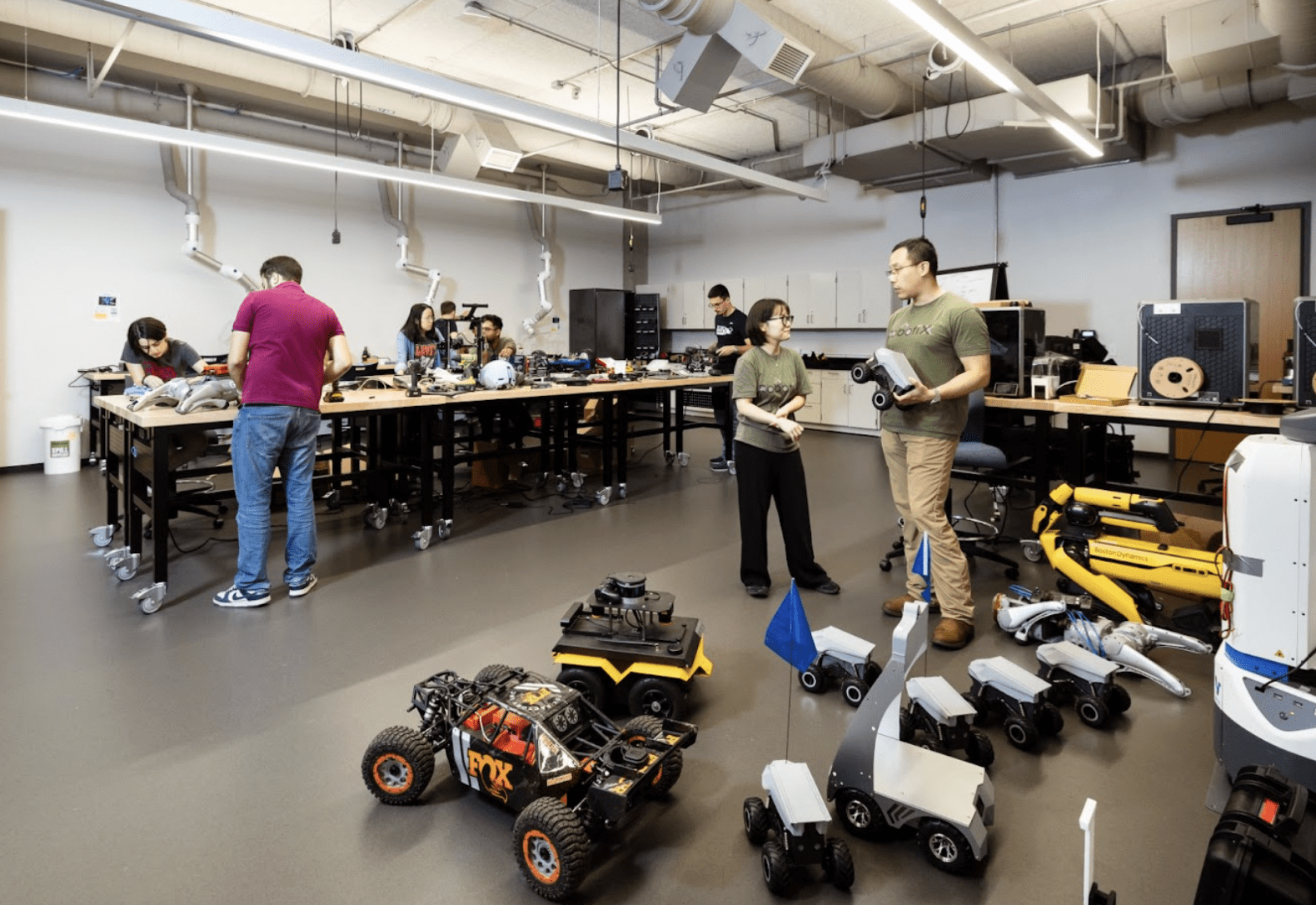 Students in a robotics lab