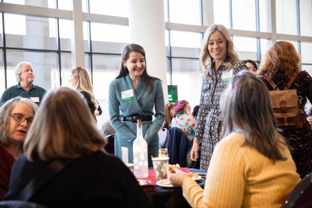 Mason faculty and staff mingle at the Donor Breakfast at the Center for the Arts.