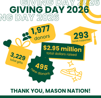 Giving Day 2026 infographic highlighting $2.95 million raised in 24 hours, 1,900+ donors, 3,229 gifts, 293 funds supported, and participation from alumni, faculty, staff, and first-time donors.